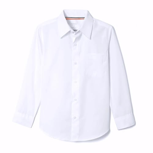 French Toast Camicia da Bambino Elegante, Classica, a Maniche Lunghe, in Popeline, Bianco, 12