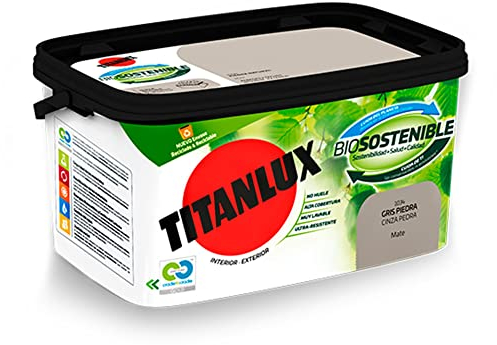 Titanlux Biosostenible pintura para paredes Gris Piedra 4L