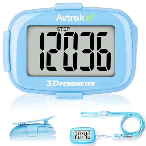 AVTREK Podomètre 3D Mini podomètre sans application sans Bluetooth pour la marche ou la course à pied en plein air (bleu)