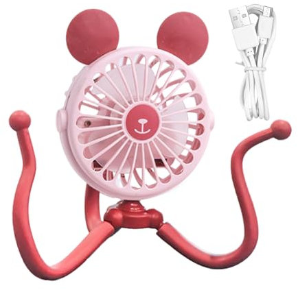 Ventilador de cochecito recargable, ventilador de cuna recargable,Ventilador de barra de mango de carro eléctrico Pulpo | Ventilador eléctrico portátil de barra de manija de cama