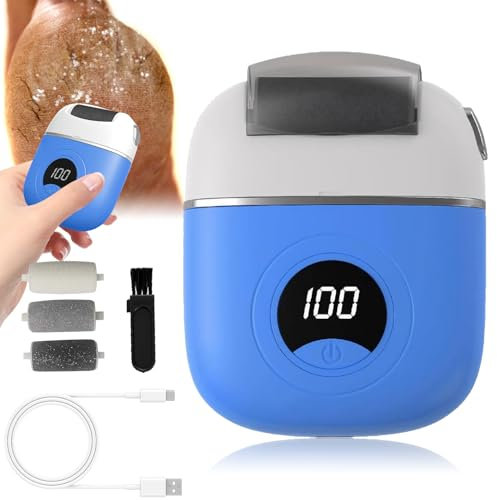 Hornhautentferner Elektrisch Profi, Elektrische Fußschleifer Einstellbare Geschwindigkeit, Hornhauthobel Elektrisch mit 3 SchleifköPfe, Footglow für Entfernen von Rissen, Abgestorbener Haut, Hornhaut