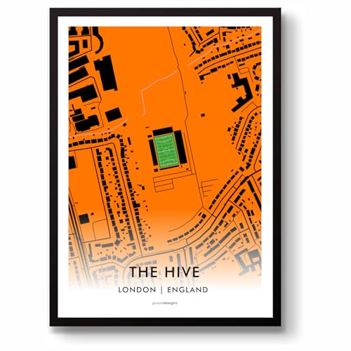 GroundDesigns BARNET FC The Hive London Stadium karta | Fotbollspresent | Oinramad A3 konsttryck
