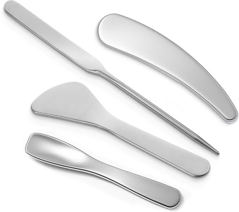 4PCS Stainless Steel Makeup Spatula Mini Metal Cosmetic Spatula Korean Skincare Spatulas Multi-functional Beauty Spatulas Tiny Facial Beauty Accessories for Personal Care Makeup Care Tools