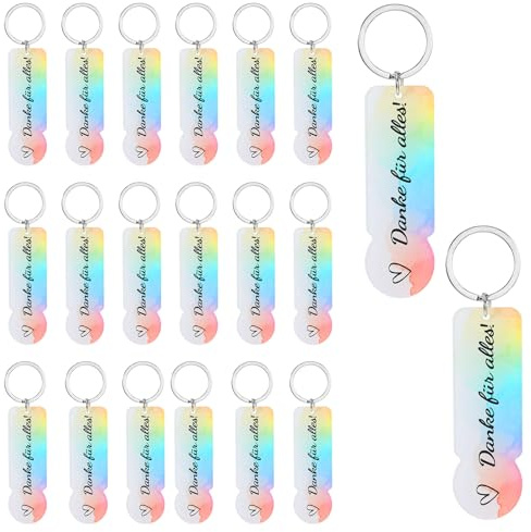 DONQTWAY Einkaufswagenchip, 20 Stück Kleines Dankeschön Geschenke Erzieherin/Kollegen, 7×2,3 cm Schlüsselanhänger Danke Geschenk, Einkaufswagenlöser als Geschenk Danke für Alles