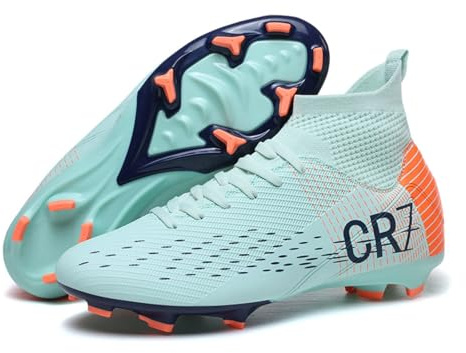 WANGYFAN Scarpe da Calcio per Ragazzi Scarpe da Ginnastica Outdoor Unisex Scarpe da Calcio Giovanile AG FG Scarpe da Allenamento Larghe,Verde,37 EU