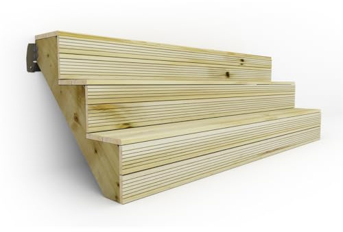 eDecks 3 Step Wooden Decking Stairs Kit - 890mm Span - Pressure Treated Timber - Flat Pack Steps Stringers, Deck Boards, Posts & Fixings - DIY Garden Staircase for Patios, Terraces & Outdoor Access