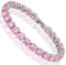 RIVA Tennis Armband [18cm/7inch] mit Rundschnitt Edelsteine Zirkonia CZ [Rosa Saphir] in 18K Weißgold Vergoldet, Einfache Moderne Eleganz