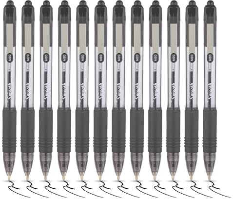 Zebra Pen Z Grip – Lot de 12 stylos à bille noirs à écriture lisse avec clip de poche, stylos à bille rétractables à encre noire, stylos à bille noirs fiables pour un usage quotidien, pointe moyenne