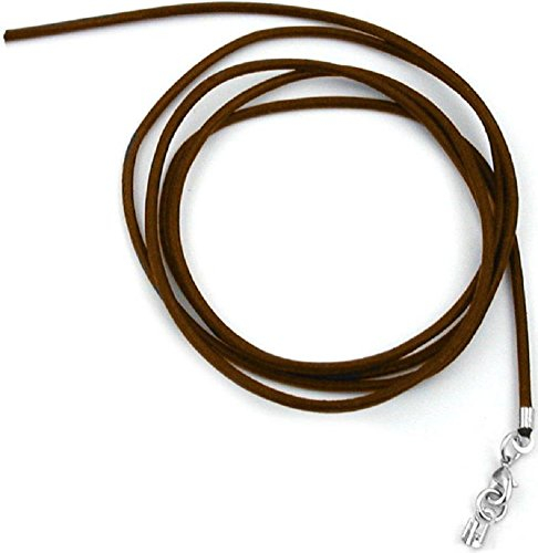 Unbespielt Lederband Braun 1m x 2 mm Kürzbar Rund Kette Collier Verschluss Silberfarben