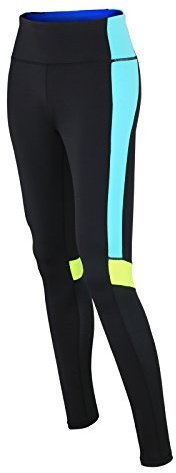 Airtracks RED DECOCT Sport Damen Fitnesshose Lang/Laufhose/Funktionshose/Trainingshose/Yoga/Hoher Bund/Reflektoren/Schwarz/Neon - XS