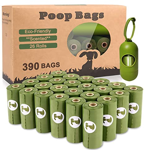 Yingdelai Dog Poo Bags - Extra Thick Biodegradable with 1 Dispenser 26 Rolls, Eco-friendly Lead Proof Poop Bags for Dogs - Scented