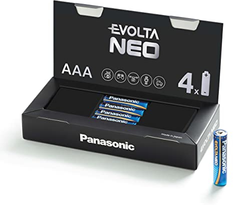 Panasonic EVOLTA NEO, Premium Alkaline Batterien, AAA 4er Box, extrastarke Leistung, besonders langlebig und sicher, Micro LR03 1,5 Volt, Verpackung als praktische Aufbewahrungsbox