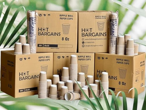 200 X 8oz Disposable Paper Cups | Paper Cups for Hot & Cold Drinks | Camping Cups | Tea Cups | Party Glass | Paper Party Cups | Coffee Cup | Dessert Cups | Takeaway Coffee Cups (200)