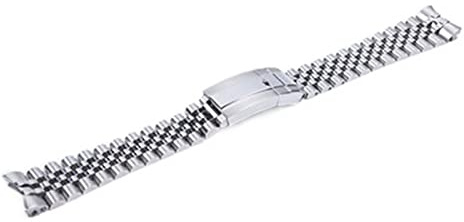 AEMALL Cinturino da 20 mm in acciaio inox massiccio per orologi Rolex X Datejust, cinturino da uomo con chiusura deployante, logo (Colore: argento, Dimensione: 20 mm)