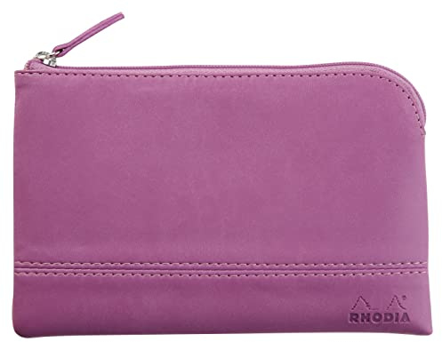 Rhodia 116541C - Rhodiarama pochette zippé en simili cuir italien - taille S (11x17 cm) LILAS