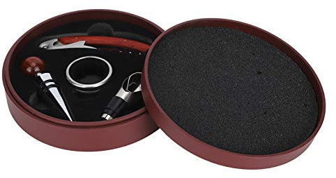 Juego de Abridor de Vino, Sacacorchos para Vino, Abridor de Botellas de Vino, Juego de Sacacorchos con Caja de Madera, Juego de Sacacorchos de Vino Manual de Madera de Acero