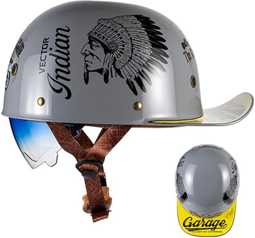 Halvhjälm, motorcykelhjälm, jethjälm, män, halvskalshjälm, med ECE, retro, brain, keps, halvskal, skoter, hjälm, hjälm, hjälm, baseballkeps med kant, 53–64 cm