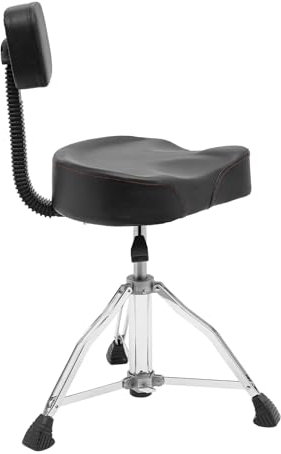 Tyvotrend Schlagzeughocker mit Rückenlehne, Höhenverstellbar 360° Drehbar Drumhocker mit Gummifußpads, Faltbar und Tragbar Schlagzeug-Thron, Drehstuhl für Schlagzeuger