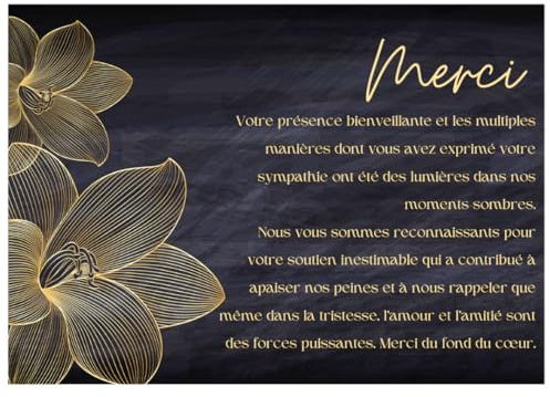 Amour Éternel Lot de 40 Cartes de Remerciement Décès avec Enveloppes – Cartes Condoléances Deuil – Papier Premium 350 g – Design Sobre et Élégant – Format 15 x 10 cm (Lot de 40)