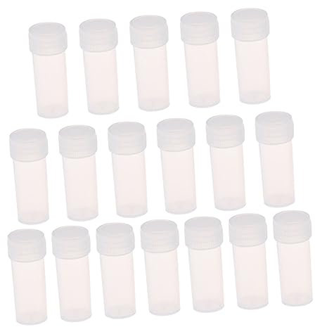 FRCOLOR Bouteilles En Plastique Transparentes 50 Pièces 5 Ml Avec Bouchons Étanches Lot De Flacons Rechargeables Pour Pharmacie Laboratoire Stockage Remède Outils Pratiques