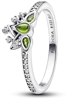 PANDORA Disney Prinzessin Tiana Tiara-Ring aus Sterling Silber mit künstlichem Kristall und Zirkonia, Größe: 54, 193653C01-54