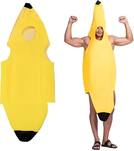 FAINCA Deguisement Banana, 65 x 148 cm Costume per adulti Banana Uomo, Interessante e Divertente Costume di Frutta, per travestimenti, Giochi di Ruolo e Halloween