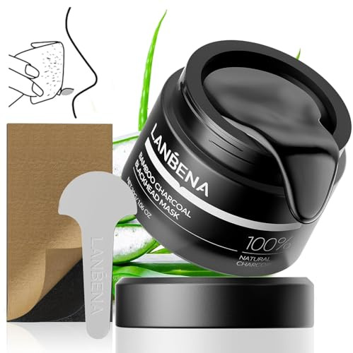 LANBENA Maschera per la rimozione dei punti neri, maschera per il naso con striscia per i pori, esfoliante per il trattamento dell'acne, colore nero per la pulizia profonda della pelle (nero)