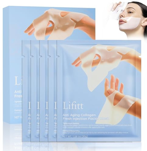 5 pcs Collagen Mask,Daily Care face Sheet mask,Hydrating & Soothing Face Masks,Collagen hydrating mask,Face Skincare,Deep Hydration for a lot of Skin Type