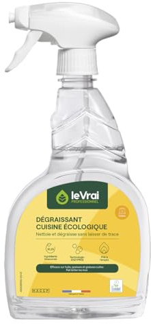 LE VRAI PROFESSIONNEL - Dégraissant Alimentaire - 6 x 750ml - Spray Nettoyant Tout Type de Surface - Certifié Ecolabel - 92% d’Ingrédients Biosourcés - Prêt à l’Emploi - Fabrication Française