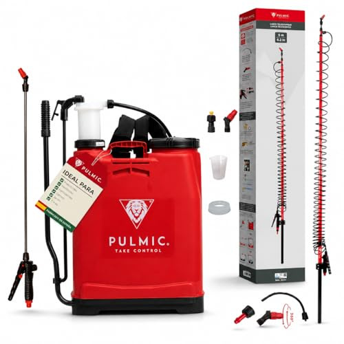 PULMIC Pulvérisateur à Dos 16L Professionnel + Lance Télescopique 5m, Pulvérisateur Agricole Manuel pour Herbicide et Insecticide, Pulvérisateur Haute Pression avec Lance Extensible