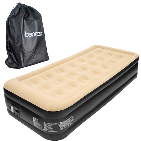 Avenli Benross 88080 Luftmatratze mit eingebauter Pumpe, schnell und einfach aufzublasen, Vinyl, beige/schwarz