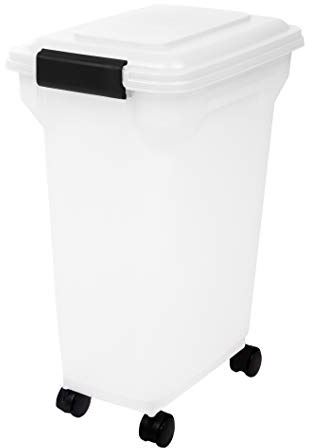 Iris Ohyama, Contenitore per Crocchette, 20L/7.5kg, Bianco, Ermetici, Contenitore per Alimenti in Plastica con Coperchio, con Ruote, Per Cibo per Gatti, Cani, Cibo secco, Dolci, Scatola, ATS-M