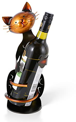 Tooarts Cat Shaped Wine Holder Wine Rack shelf Metal Sculpture Practical Home decoration Crafts