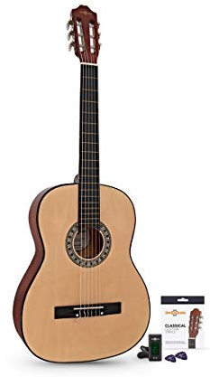 Pack de guitarra clásica para principiantes de Gear4music Full Size Natural