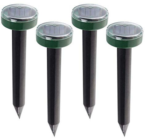 LANilianhuqa 4Pcs Mole Rat Repellent Solar Ultrasonic Repeller Spike Garden Pest Deterrent