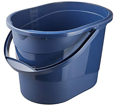 keeeper Putzeimer mit ergonomischem Griff, Griffmulde und Ausguss, Oval, 13 l, Thies Eco Line, Eco-Blau
