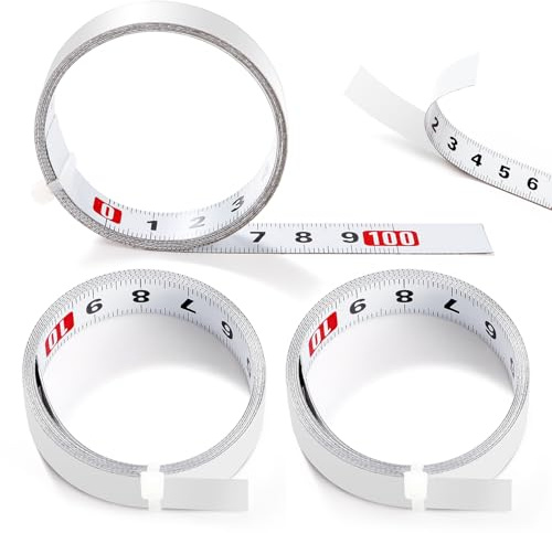 YIXISI 3 Pièces 1m Mètre Ruban Auto Adhésif, Règle Métrique Auto-Adhésive, Ruban à Mesurer Auto-Adhésif, Gauche à Droite Ruban à Mesurer en Acier, pour Établis et Machines, Blanc
