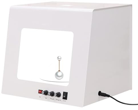 XGHDPBM Electric Photo Jewelry Photography Box, 360° Turntable Gold, Silver, Jewelry Photo Light Box, Photo Studio Photography Light Box, 3000-5500k Adjustable Light for Jewelry Photography Video