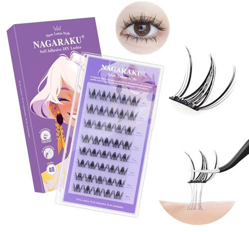 NAGARAKU Pestañas Postizas Autoadhesivas 40 Pcs Sin Pegamento Ni Removedor Reutilizables Aplicación En Un Solo Paso Forma Triangular Puntiaguda Para Estilo Reductor de Edad Star Eyes 0,07mm C 10-12mm