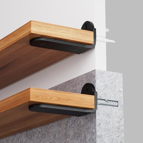 muyeziwo 4 Stücke Regalhalterung 15 cm, Schwerlast Regalträger für Wandmontage, 70 KG Tragkraft (5 mm Stärke) - L Winkel Metall - Schwarz
