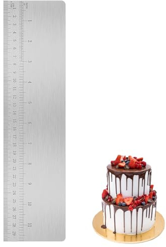 Metal Cake Scraper, 12 Inch Cake Scraper Buttercream Smoother, Tall Metal Spatula for Cakes, Cakes Icing Smoother with Scale, Stainless Steel Fondant Smoother, Icing Spatula Tool for Cream Baking