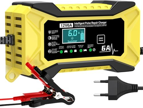 Cargadores de Batería Automóvil 12 Voltios | Portátil 12V Mantenedor Inteligente De Acumulador,Suministros Automotrices con Pantalla LCD y Compensación de Temperatura para Camión Golf