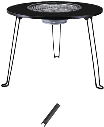 Barbecue portatile a carbonella con tavolo pieghevole multifunzione per cucinare all'aperto, facile da montare e pulire, ideale per casa e giardino, nero A