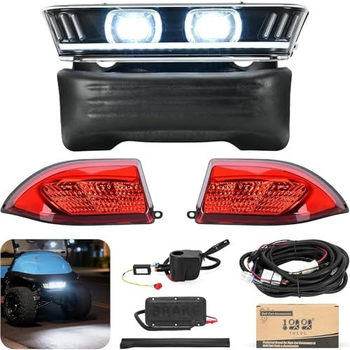 10 L0 L deluxe golfvagn ljussats för klubbbil före 2004–2019, 12 V-60 V gata laglig golf buggy ljussats med DRL-strålkastare bakljus blinkers brytare horn bromsbelägg varningsfunktion