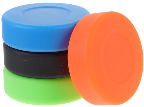 DECOMELODY Discos de Hockey de Práctica de PVC 4 Piezas, Discos de Entrenamiento Ajustables, Colores Surtidos (Verde, Naranja, Azul, Negro) para Hockey sobre Patines y Competición