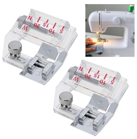 2 Pièces Pied de Presse à Ruban Réglable, Pied pour la Pose de Biais Snap on, avec Pied à Dégagement Rapide, Largeur Réglable de 5 à 20 mm, Compatible avec Singer, Brother, Juki, Lidl et Autres