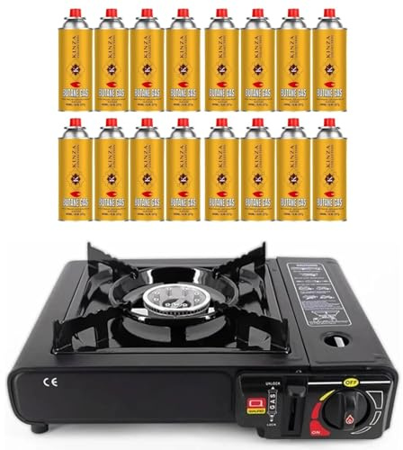 KINZA COLLECTION Portable Camping Stove Set | 2100W Tabletop Cooker | Adjustable Flame, Safety Lock | Compact with Carry Case for Outdoor Cooking