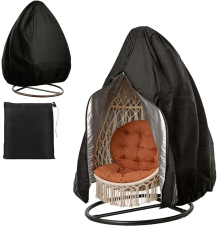 FDKene Housse de Chaise Suspendue Extérieure, Housse Imperméable, Anti-UV et Anti-Poussière 210D Oxford avec Fermeture Éclair et Cordon, pour Fauteuil Suspendu Jardin et Patio (190 x 115cm)