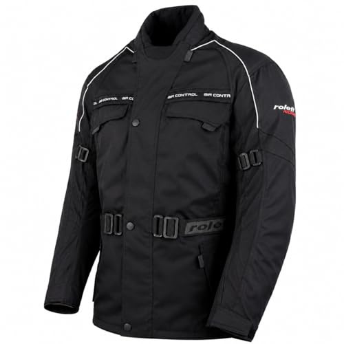 ROLEFF Racewear Schwarze Motorradjacke mit Protektoren, Thermofutter, Klimamembrane und Belüftungssystem für Sommer und Winter, Schwarz, Größe 3XL
