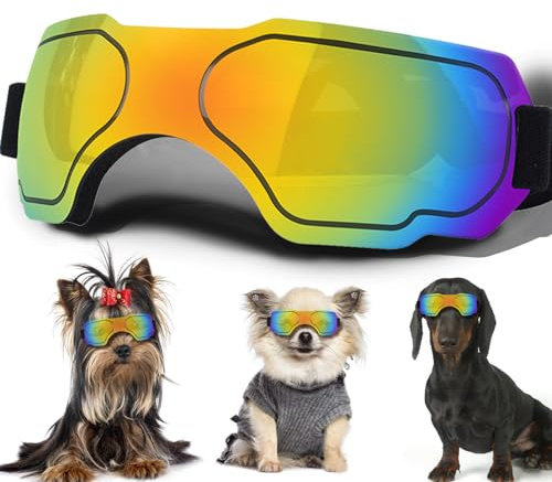 NICERINC PET Small Dog Sunglasses, Dog Goggles with Adjustable Strap UV Protection Winproof Snowproof Dog Puppy Sunglasses, Suitable for Small Dog Pet Glasses, Dogs Eyes Protection